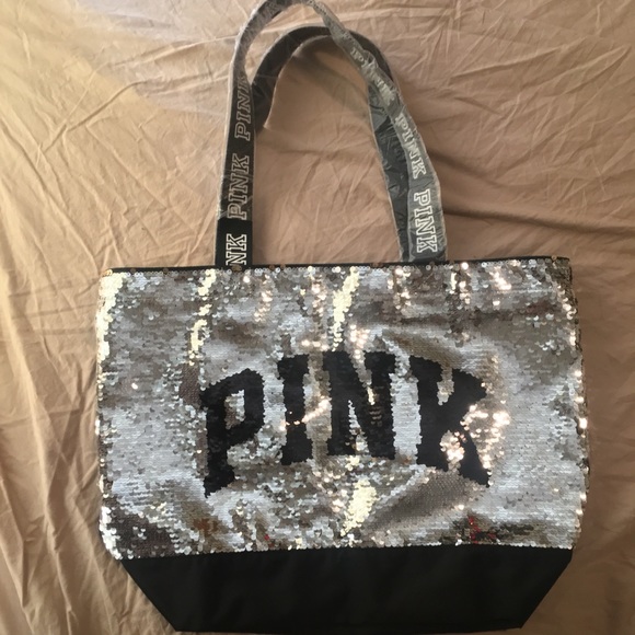 💥NWT💥New sequin VS PINK sequin zippered tote. - Picture 5 of 5